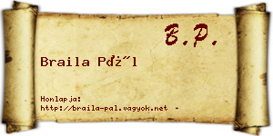 Braila Pál névjegykártya